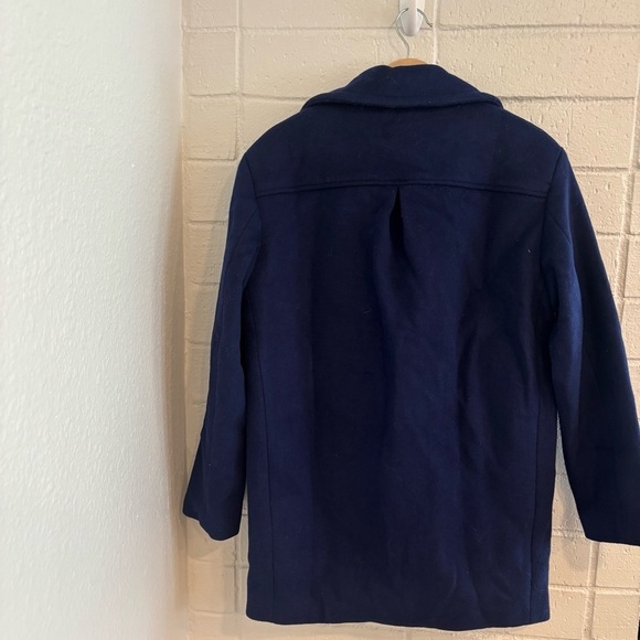 NWT Anthropologie Maeve double breasted wool blend coat in navy blue - Picture 7 of 8